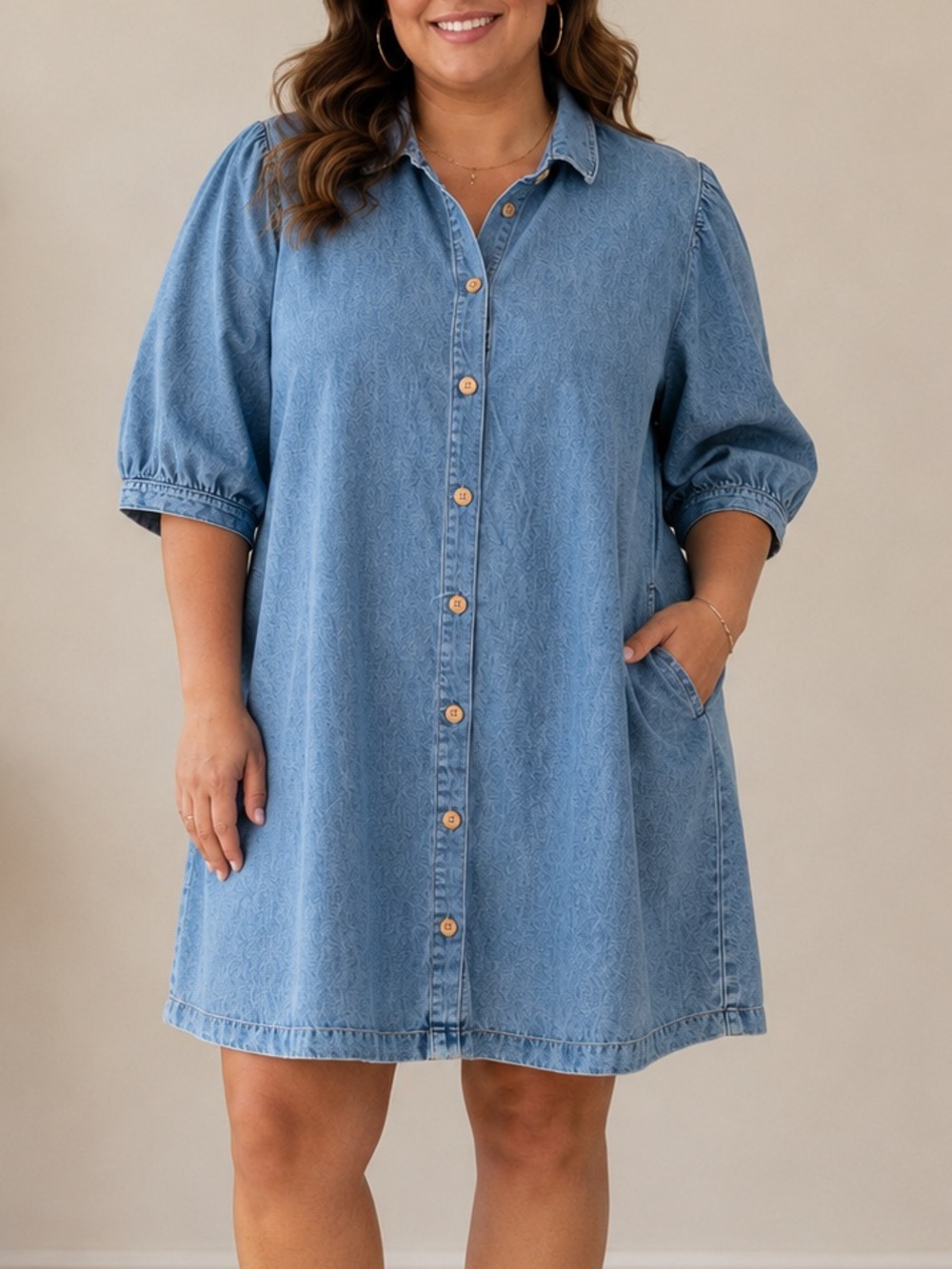 Signature Reitmans Collection Plus Size Chambray Denim Shirt Dress 3X